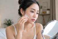Ilustrasi mengompres jerawat dengan es. (Foto: AI Generated)