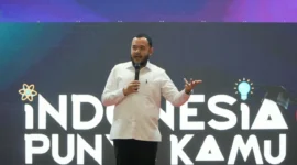 Wali Kota Padang Fadly Amran menjadi pemateri dalam kegiatan “Indonesia Punya Kamu Unand–Garuda TV di Auditorium Unand, Selasa (15/9/2026). (Foto: Pemko Padang)