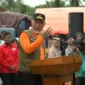 Gubernur Sumbar Mahyeldi saat Gladi Kesiapsiagaan Bencana Gempa Bumi dan Tsunami tingkat Provinsi Sumbar 2026 di Balai Naras, Lapangan Parkir Josal Football Academy, Cubadak Air Utara, Kota Pariaman, Rabu (30/9/2026). (Foto: Adpsb)
