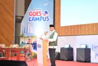 Gubernur Sumbar Mahyeldi saat menghadiri Pertamina Goes to Campus 2026 Regional Sumbar di Auditorium Unand, Jumat (4/9/2026). (Foto: ADPSB)