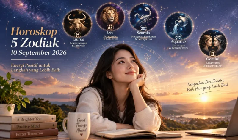 Ilustrasi horoskop 5 zodiak 10 September 2026. (Foto: AI Generated)
