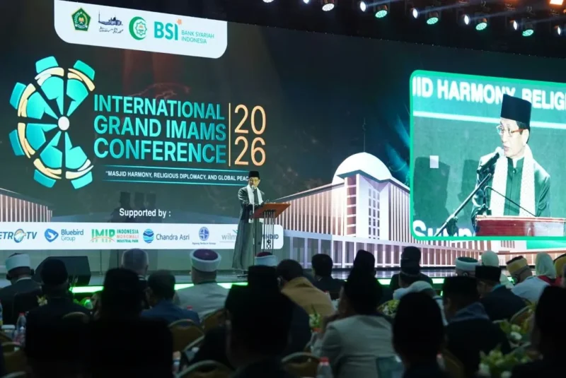 Menag Nasaruddin Umar saat membuka International Grand Imam Conference (IGIC) 2026 di Jakarta, Sabtu (26/9/2026). (Foto: Fadlil Chairil/Kemenag)