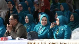 Ketua TP-PKK Kota Padang, Dian Puspita optimistis Kota Padang bisa meraih juara umum pada Jambore PKK Sumbar 2026. (Foto: Pemko Padang)