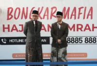 Menhaj Mochamad Irfan Yusuf bersama Wamenhaj Dahnil Anzar Simanjuntak saat peluncuran hotline pengaduan di Jakarta, Senin (14/9/2026). (Foto: Kemenhaj)