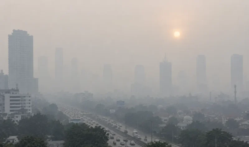 Ilustrasi kondisi cuaca dengan udara kabur. (Foto: AI Generated)