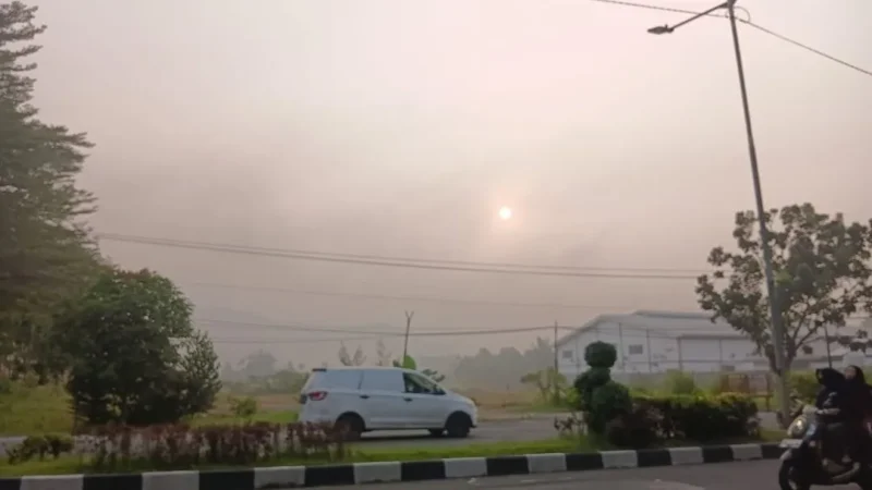 Kualitas udara Kota Padang masuk kategori tidak sehat. Warga diminta mengurangi aktivitas luar dan memakai masker saat beraktivitas. (Foto: BPBD Padang)