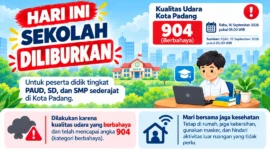Pemko kembali meliburkan siswa PAUD, SD, dan SMP pada Rabu (16/9/2026), menyusul kondisi kualitas udara Padang yang berada pada kategori berbahaya. (Foto: IG @diskominfokotapadang)