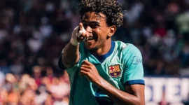 Lamine Yamal mencetak dua gol saat Barcelona mengalahkan Levante 4-2 pada laga LaLiga di Stadion Ciudad de Valencia, Minggu (13/9/2026) malam WIB. (Foto: Instagram @fcbarcelona)