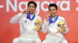 Ganda putra Indonesia Leo Rolly Carnando/Daniel Marthin sukses meraih medali emas pada Asian Games 2026. (Foto: Gilang/Kemenpora.go.id)