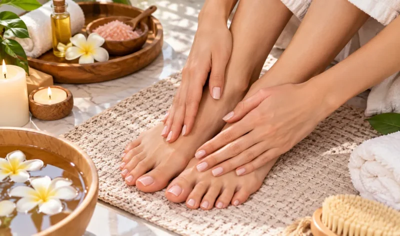 Ilustrasi manicure dan pedicure. (Foto: AI Generated)
