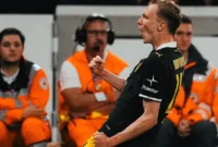 Pemain Borussia Dortmund Maximilian Beier merayakan golnya ke gawang Stuttgart. (Foto: IG @bvb09)