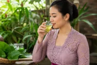 Ilustrasi minum air rebusan daun sirih . (Foto: AI Generated)