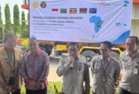 Pelepasan ekspor perdana vaksin PT Vaksindo Satwa Nusantara ke empat negara Afrika di Bogor, Kamis (24/9/2026). (Foto: Ditjen PKH Kementan)