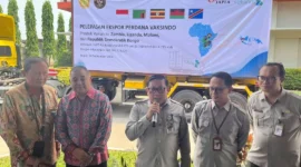 Pelepasan ekspor perdana vaksin PT Vaksindo Satwa Nusantara ke empat negara Afrika di Bogor, Kamis (24/9/2026). (Foto: Ditjen PKH Kementan)