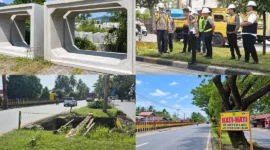 Jalan Adinegoro Padang dialihkan selama 7 hari mulai 12 September 2026 karena ada pekerjaan penggantian Jembatan Gudang A. (Foto: IG @pu_jalan_sumbar)