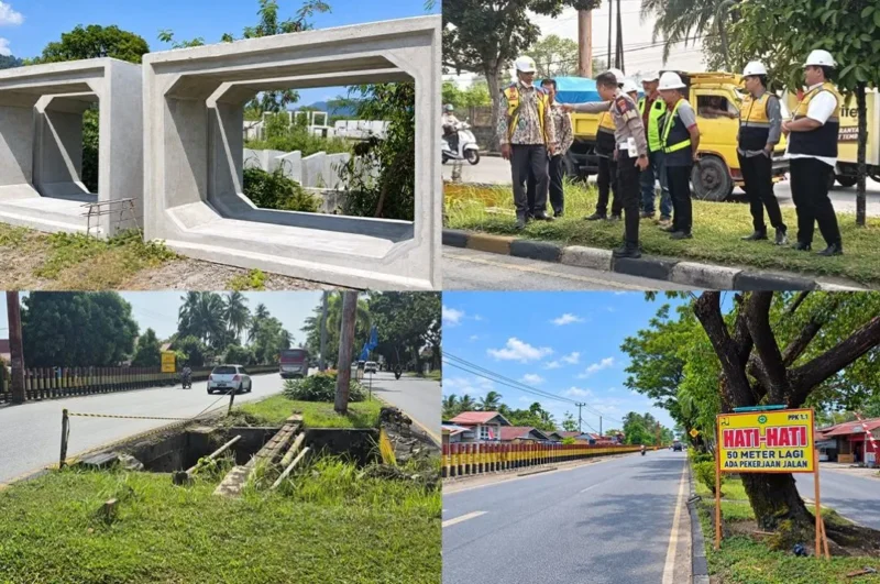 Jalan Adinegoro Padang dialihkan selama 7 hari mulai 12 September 2026 karena ada pekerjaan penggantian Jembatan Gudang A. (Foto: IG @pu_jalan_sumbar)