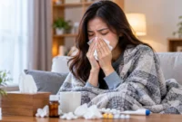 Ilustrasi wanita mengalami gejala flu. (Foto: AI Generated)