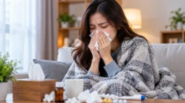 Ilustrasi wanita mengalami gejala flu. (Foto: AI Generated)