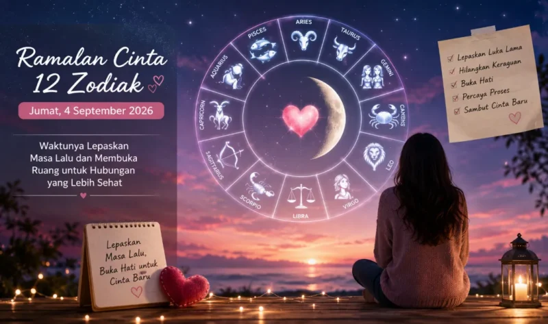 Ilustrasi ramalan cinta 12 zodiak 4 September 2026. (Foto: AI Generated)