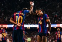 Raphinha dan Lamine Yamal mencetak brace ke gawang Vallecano pada Laga pekan ketiga LaLiga di Camp Nou, Selasa (1/9/2026) dini hari WIB. (Foto: IG @fcbarcelona)