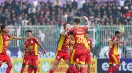 Pemain Semen Padang FC merayakan kemenangan saat melawan PSGC Ciamis, Sabtu (26/9/2026). (Foto: MO Semen Padang FC)