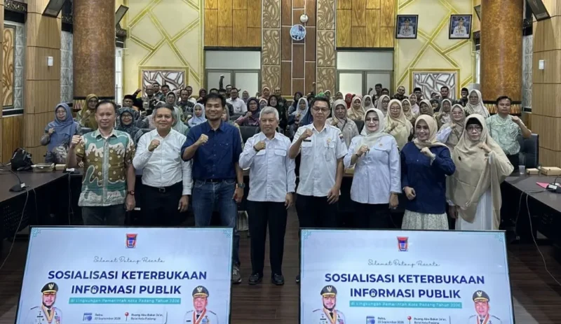 Pemko Padang menggelar Sosialisasi Keterbukaan Informasi Publik di lingkungan Kota Padang 2026 di Ruang Abu Bakar Ja'ar, Balai Kota Padang, Rabu (23/9/2026). (Foto: Pemko Padang)