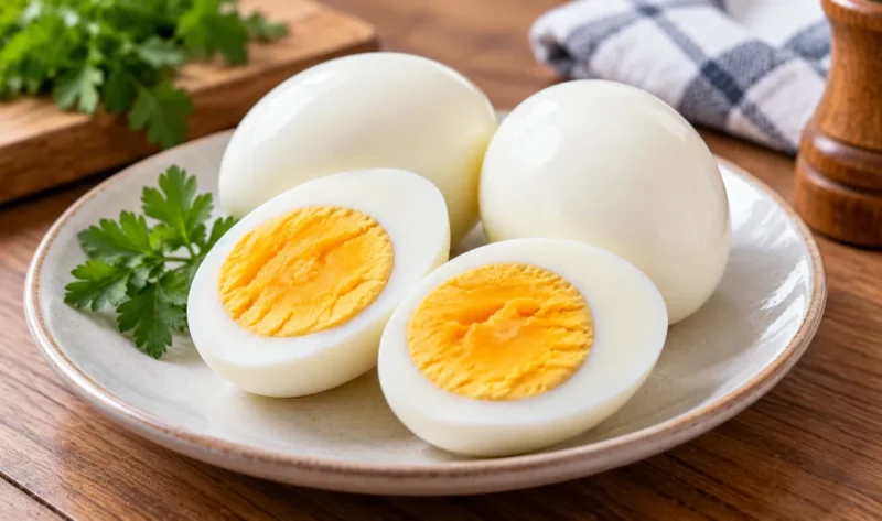 Ilustrasi telur rebus. (Foto: AI Generated)