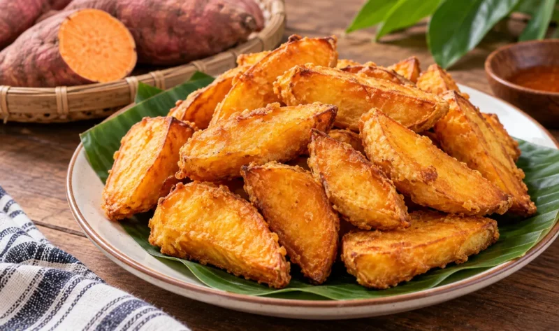 Ilustrasi ubi goreng. (Foto: AI Generated)
