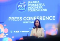 Menpar Widiyanti Putri Wardhana, dalam Konferensi Pers Wonderful Indonesia Tourism Fair (WITF) 2026, Jakarta, (23/9/2026). (Foto: Kemenpar)