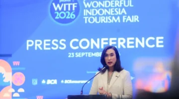 Menpar Widiyanti Putri Wardhana, dalam Konferensi Pers Wonderful Indonesia Tourism Fair (WITF) 2026, Jakarta, (23/9/2026). (Foto: Kemenpar)