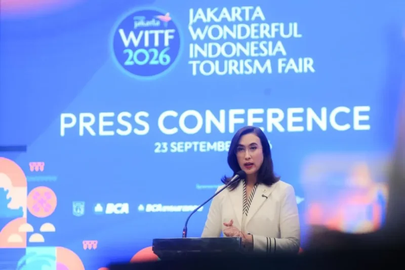 Menpar Widiyanti Putri Wardhana, dalam Konferensi Pers Wonderful Indonesia Tourism Fair (WITF) 2026, Jakarta, (23/9/2026). (Foto: Kemenpar)
