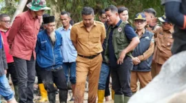 Wakil Gubernur Sumbar Vasko Ruseimy saat meninjau kawasan terdampak galodo di Kabupaten Solok, Selasa (22/9/2026). (Foto: Adpsb)