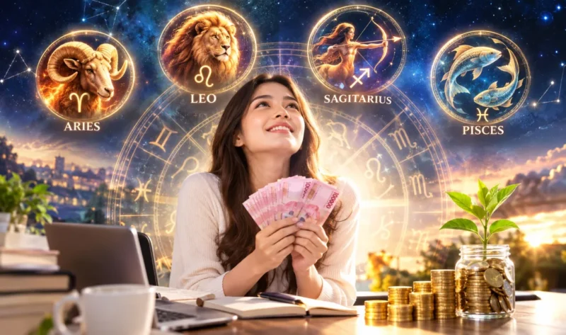 Ilustrasi 4 zodiak beruntung 5 Oktober 2026. (Foto: AI Generated)