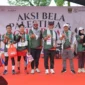 Aksi Bela Palestina di halaman Kantor Gubernur Sumbar, Minggu (4/10/2026). (Foto: Adpsb)