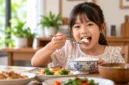 Ilustrasi anak sedang makan. (Foto: AI Generated)
