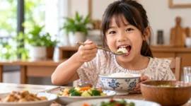 Ilustrasi anak sedang makan. (Foto: AI Generated)
