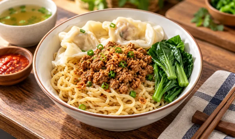 Ilustrasi bakmi ayam. (Foto: AI Generated)
