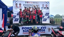 Balap motor Kota Padang meraih 3 emas dan 1 perak di Porprov Sumbar 2026. (Foto: Pemko Padang)