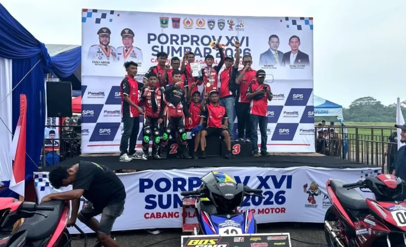 Balap motor Kota Padang meraih 3 emas dan 1 perak di Porprov Sumbar 2026. (Foto: Pemko Padang)