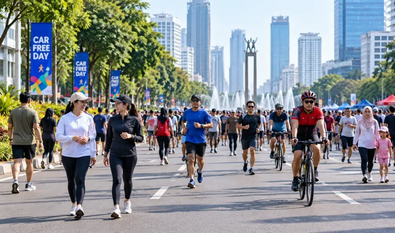 Ilustrasi car free day. (Foto: AI Generated)