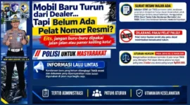 Ditlantas Polda Sumbar mengingatkan pemilik mobil baru agar tidak berkendara tanpa TNKB resmi. (Foto: Ditlantas Polda Sumbar)