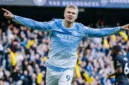 Pemain Manchester City Erling Haaland melakukan selebrasi usai mencetak gol ke gawang Ipswich Town. (Foto: IG @mancity)