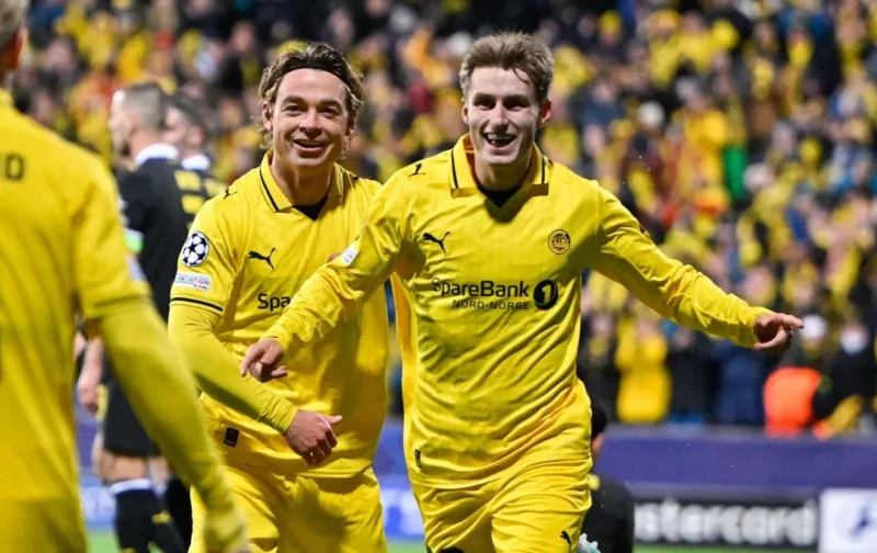 Pemain Bodo/Glimt Fredrik Sjøvold merayakan golnya ke gawang Borussia Dortmund. (Foto: IG @bodoglimt)