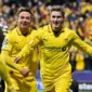 Pemain Bodo/Glimt Fredrik Sjøvold merayakan golnya ke gawang Borussia Dortmund. (Foto: IG @bodoglimt)