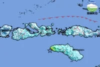 Gempa bumi berkekuatan magnitudo 6,1 mengguncang Kabupaten Sumba Barat Daya, NTT, Minggu pagi (4/6/2026). (Foto: BMKG)