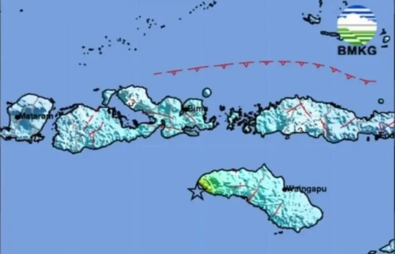 Gempa bumi berkekuatan magnitudo 6,1 mengguncang Kabupaten Sumba Barat Daya, NTT, Minggu pagi (4/6/2026). (Foto: BMKG)