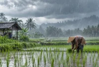 Ilustrasi hujan lebat. (Foto: AI Generated)
