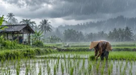 Ilustrasi hujan lebat. (Foto: AI Generated)
