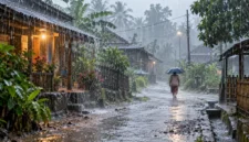 Ilustrasi hujan lebat. (Foto: AI Generated)