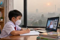Ilustrasi pembelajaran Jarak jauh atau daring. (Foto: AI Generated)